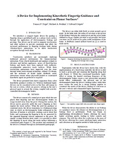 A Device for Implementing Kinesthetic Fingertip Guidance and Constraint on Planar Surfaces